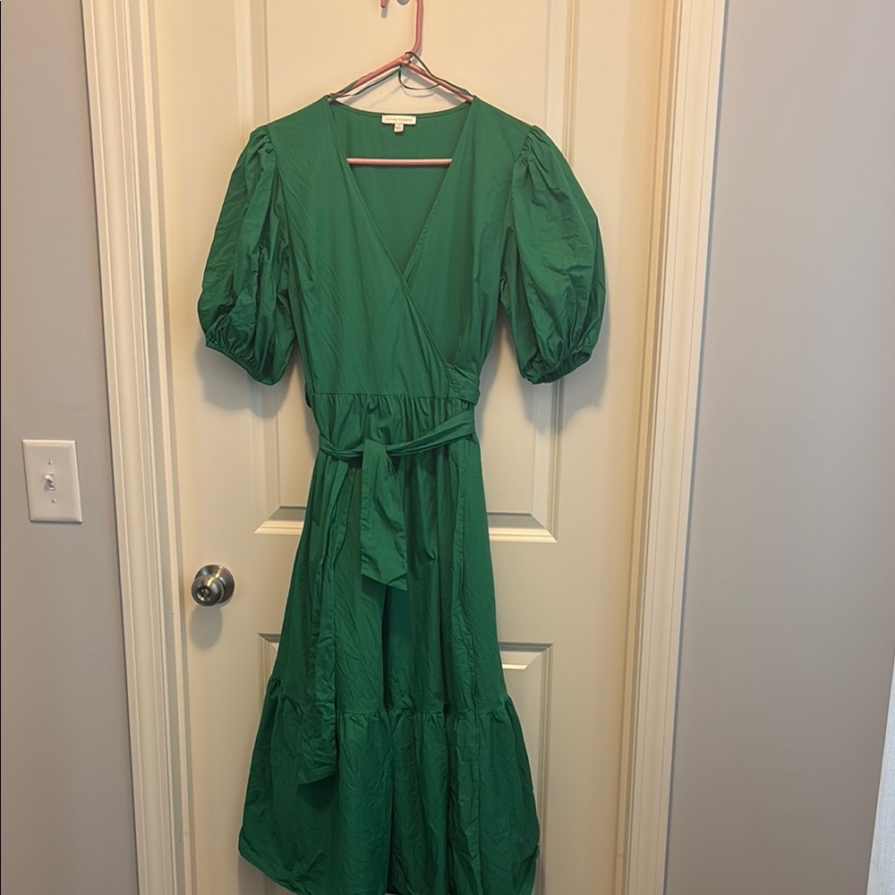Elegant Green Wrap Dress